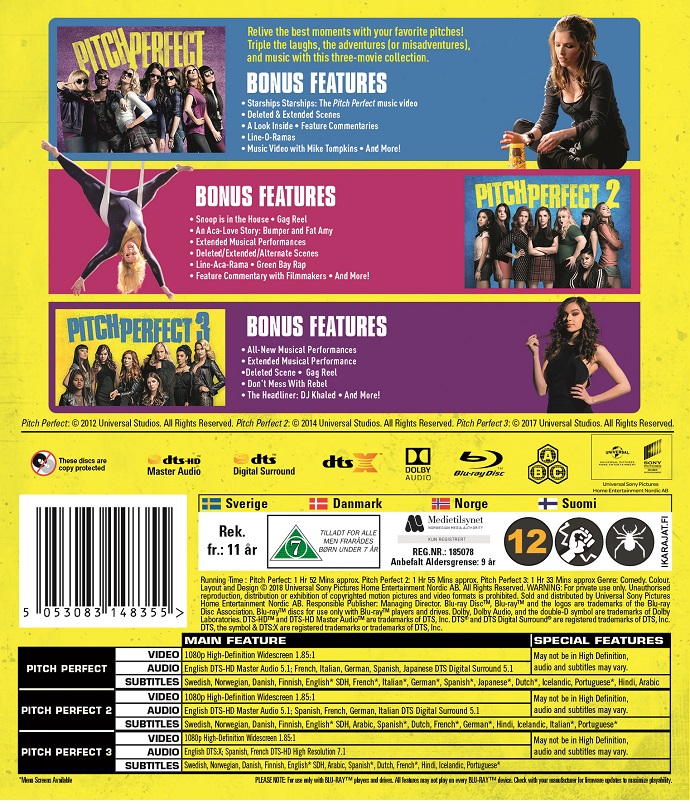 Pitch Perfect 1-3 Blu Ray